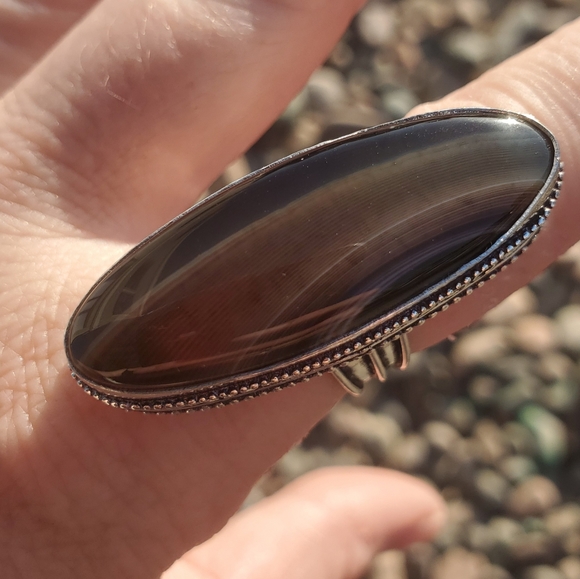 New Oversized Botswana Agate 925 Silver Statement Ring. - Picture 10 of 16